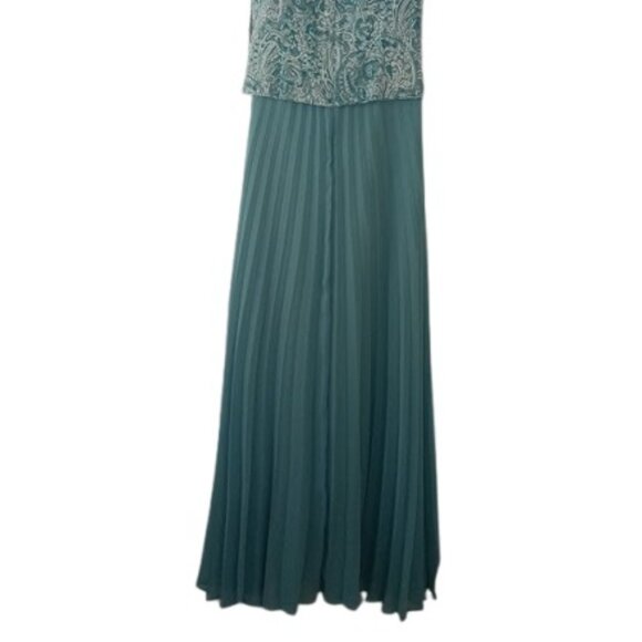 Alex Evenings Womens 2 PC Pleated Maxi Jacket Dress in Caribbean Seafoam 10 New - Picture 7 of 7
